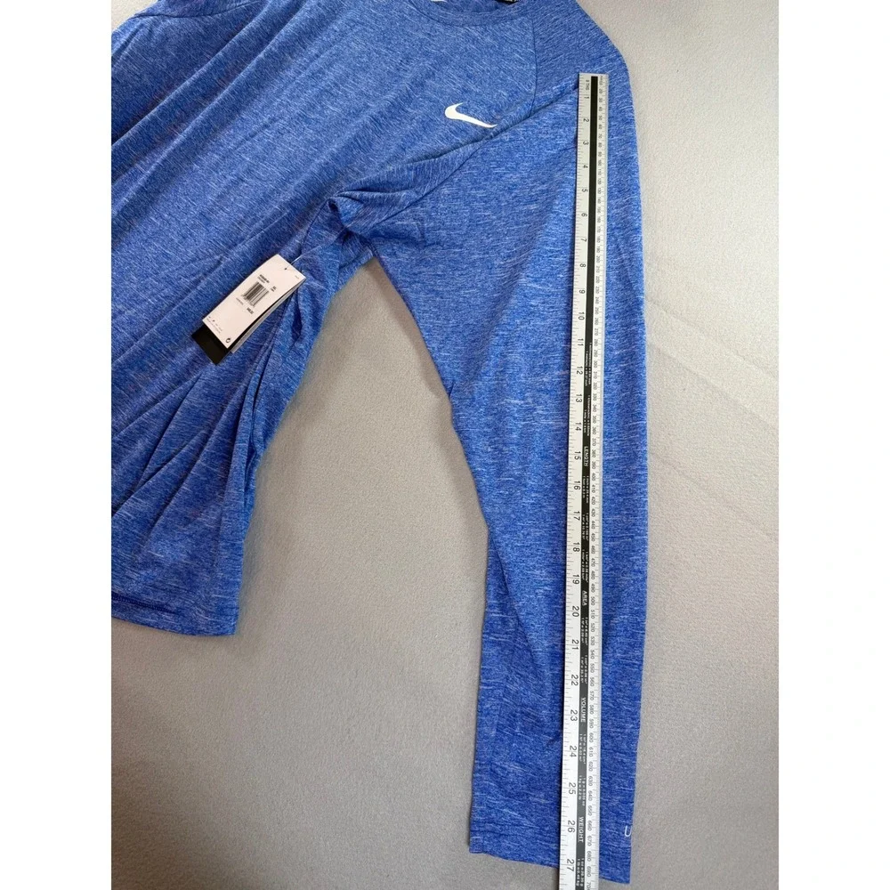 Nike Swim Dri-FIT Heather Long Sleeve Rash Guard Blue UPF 40+ NESSA590-494 XXL